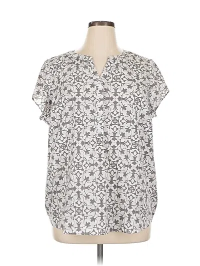 Pre-owned Croft & Barrow Short Sleeve Blouse In Gray