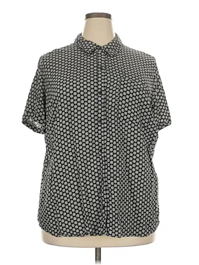 Pre-owned Croft & Barrow Short Sleeve Blouse In Gray