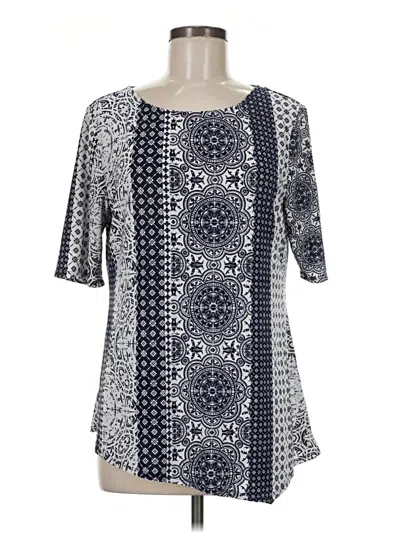 Pre-owned Croft & Barrow Short Sleeve Blouse In Gray