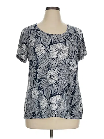 Pre-owned Croft & Barrow Short Sleeve Blouse In Gray