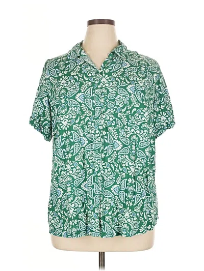 Pre-owned Croft & Barrow Short Sleeve Blouse In Green