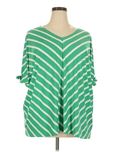 Pre-owned Croft & Barrow Short Sleeve Blouse In Green