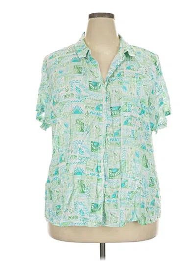 Pre-owned Croft & Barrow Short Sleeve Blouse In Green
