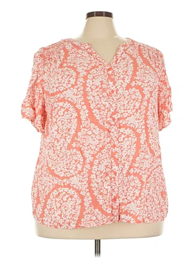 Pre-owned Croft & Barrow Short Sleeve Blouse In Orange