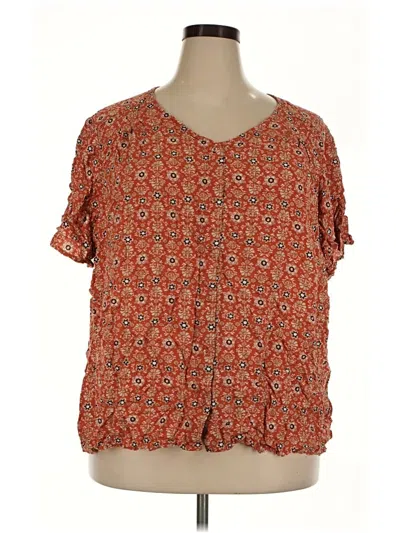 Pre-owned Croft & Barrow Short Sleeve Blouse In Orange