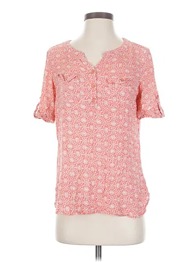 Pre-owned Croft & Barrow Short Sleeve Blouse In Pink