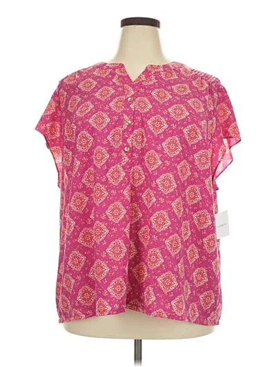 Croft & Barrow Short Sleeve Blouse In Pink