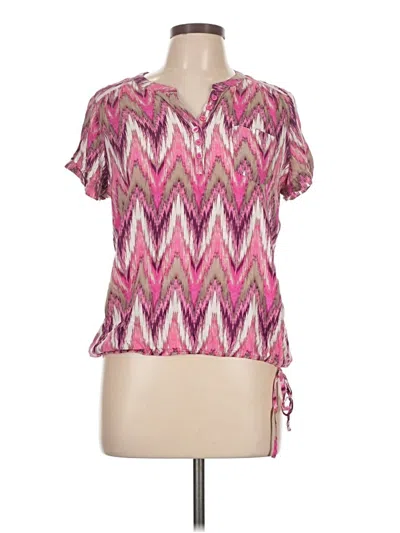Pre-owned Croft & Barrow Short Sleeve Blouse In Pink
