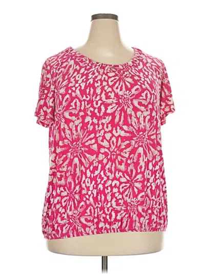 Pre-owned Croft & Barrow Short Sleeve Blouse In Pink