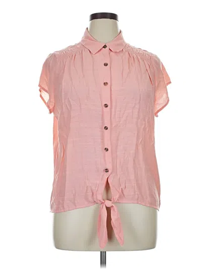 Pre-owned Croft & Barrow Short Sleeve Blouse In Pink