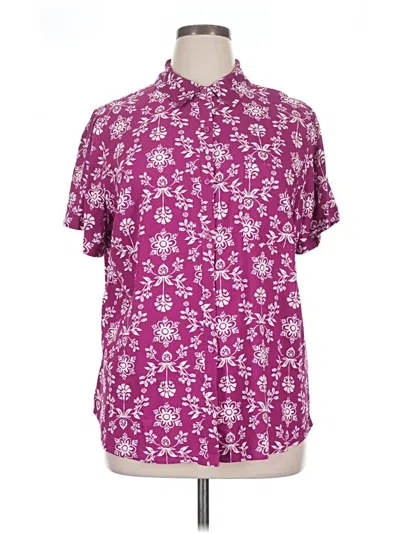 Pre-owned Croft & Barrow Short Sleeve Blouse In Purple
