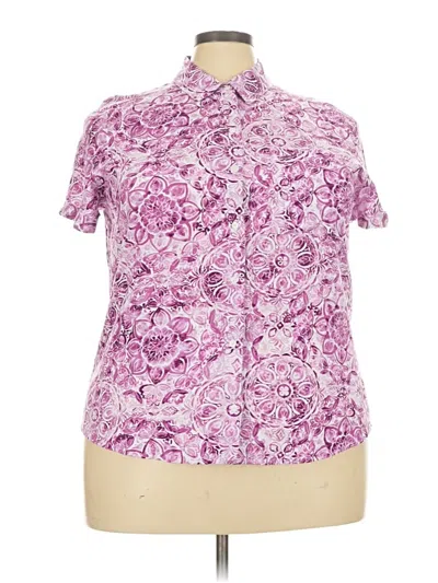 Pre-owned Croft & Barrow Short Sleeve Blouse In Purple