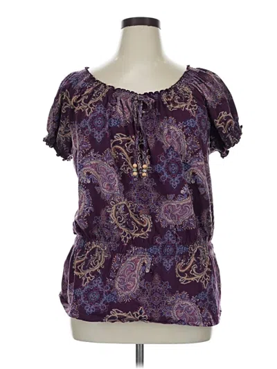 Pre-owned Croft & Barrow Short Sleeve Blouse In Purple