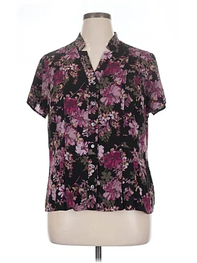 Pre-owned Croft & Barrow Short Sleeve Blouse In Purple