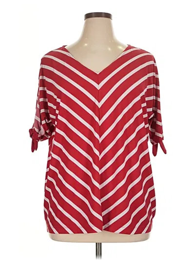 Pre-owned Croft & Barrow Short Sleeve Blouse In Red