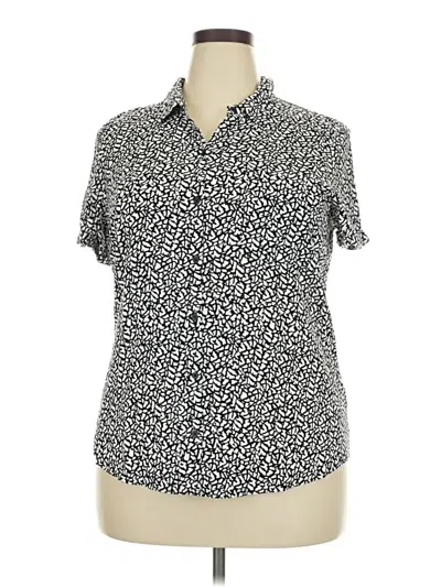 Pre-owned Croft & Barrow Short Sleeve Blouse In Silver