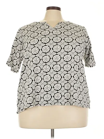 Pre-owned Croft & Barrow Short Sleeve Blouse In Silver