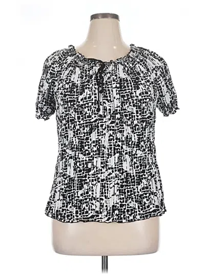 Pre-owned Croft & Barrow Short Sleeve Blouse In Silver