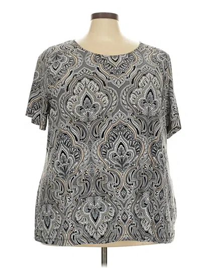 Pre-owned Croft & Barrow Short Sleeve Blouse In Silver