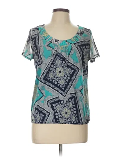 Pre-owned Croft & Barrow Short Sleeve Blouse In Teal