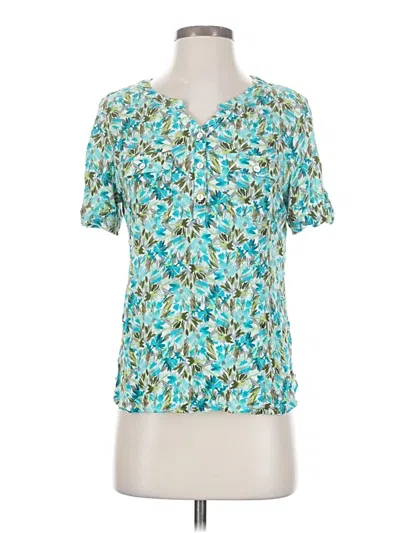 Pre-owned Croft & Barrow Short Sleeve Blouse In Teal