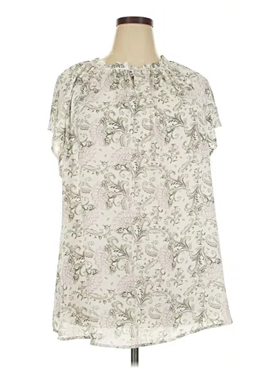 Pre-owned Croft & Barrow Short Sleeve Blouse In White