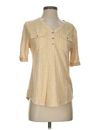 Pre-owned Croft & Barrow Short Sleeve Blouse In Yellow