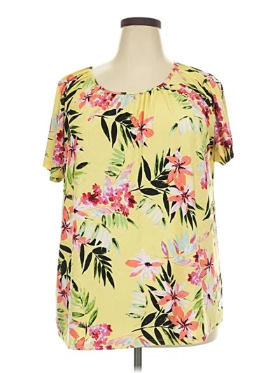 Pre-owned Croft & Barrow Short Sleeve Blouse In Yellow