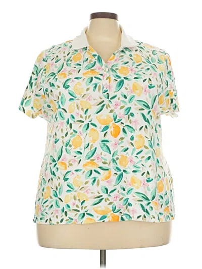 Pre-owned Croft & Barrow Short Sleeve Blouse In Yellow