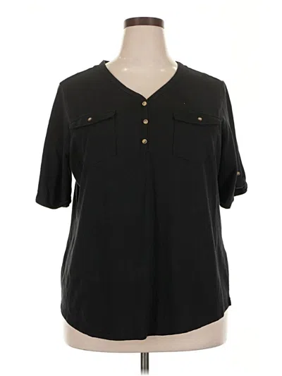 Pre-owned Croft & Barrow Short Sleeve Henley Shirt In Black