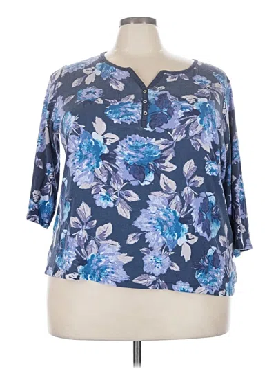 Pre-owned Croft & Barrow Short Sleeve Henley Shirt In Blue