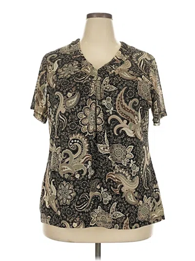Pre-owned Croft & Barrow Short Sleeve Henley Shirt In Brown