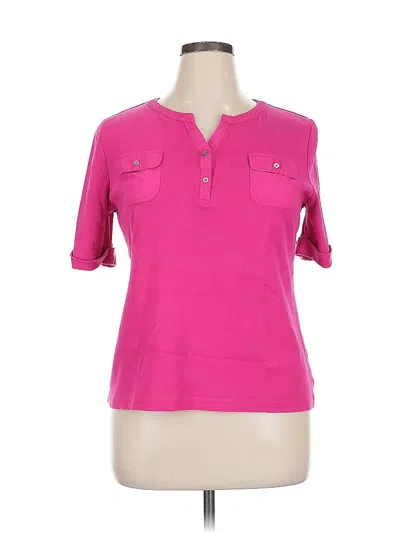 Pre-owned Croft & Barrow Short Sleeve Henley Shirt In Pink