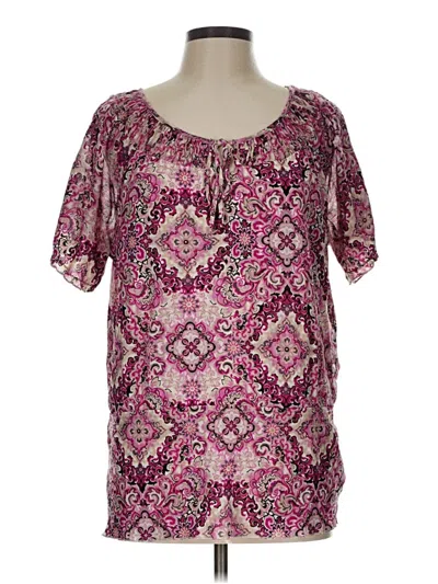 Pre-owned Croft & Barrow Short Sleeve Henley Shirt In Pink