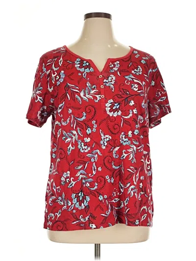 Pre-owned Croft & Barrow Short Sleeve Henley Shirt In Red