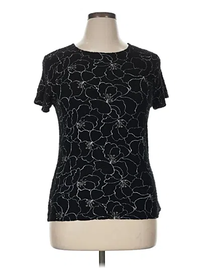 Pre-owned Croft & Barrow Short Sleeve Top Black Keyhole Neckline Tops