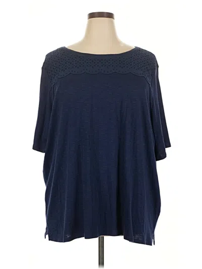 Pre-owned Croft & Barrow Short Sleeve Top Blue Boatneck Tops