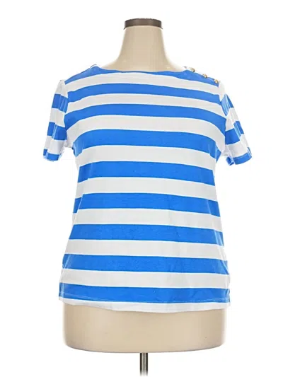 Pre-owned Croft & Barrow Short Sleeve Top Blue Stripes Pattern Boatneck Tops