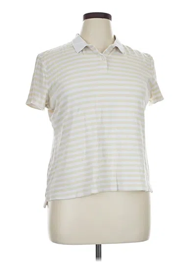 Pre-owned Croft & Barrow Short Sleeve Top Ivory Collared Neckline Tops
