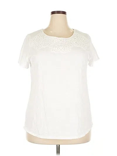 Pre-owned Croft & Barrow Short Sleeve Top Ivory Keyhole Neckline Tops In White