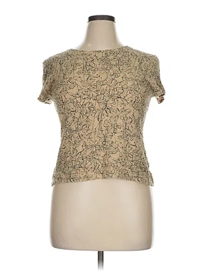 Pre-owned Croft & Barrow Short Sleeve Top Tan Keyhole Neckline Tops In Brown