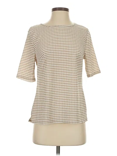 Croft & Barrow Short Sleeve Top Tan Mock Neckline Tops In Brown