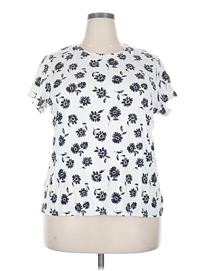 Pre-owned Croft & Barrow Short Sleeve Top White Keyhole Neckline Tops