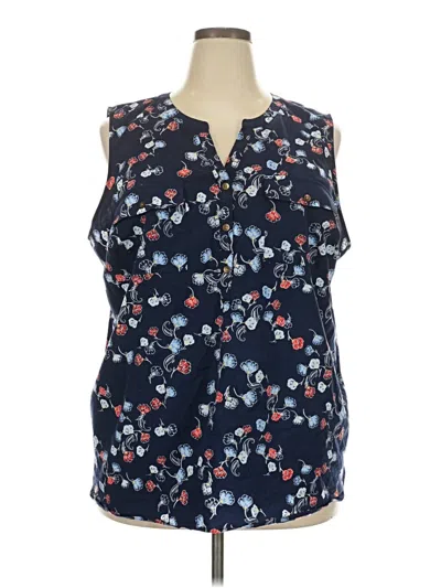 Pre-owned Croft & Barrow Sleeveless Blouse In Blue