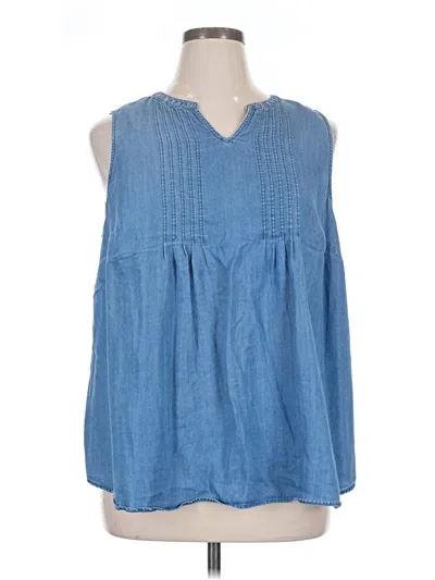 Pre-owned Croft & Barrow Sleeveless Blouse In Blue