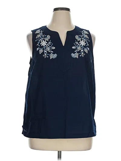 Pre-owned Croft & Barrow Sleeveless Blouse In Blue