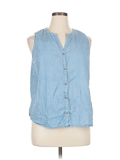 Pre-owned Croft & Barrow Sleeveless Button Down Shirt In Blue