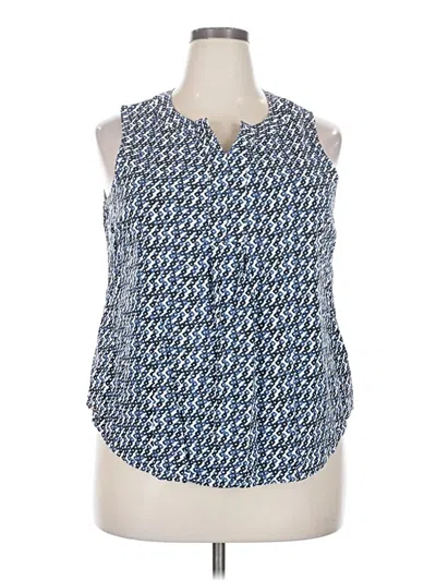 Pre-owned Croft & Barrow Sleeveless Button Down Shirt In Blue