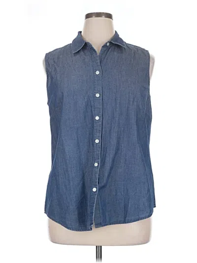 Pre-owned Croft & Barrow Sleeveless Button Down Shirt In Blue