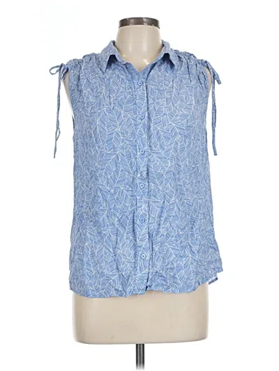 Pre-owned Croft & Barrow Sleeveless Button Down Shirt In Blue